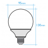 Bombilla LED Globo 95mm E-27P 13W 230V Blanco frio cristal y base aluminio